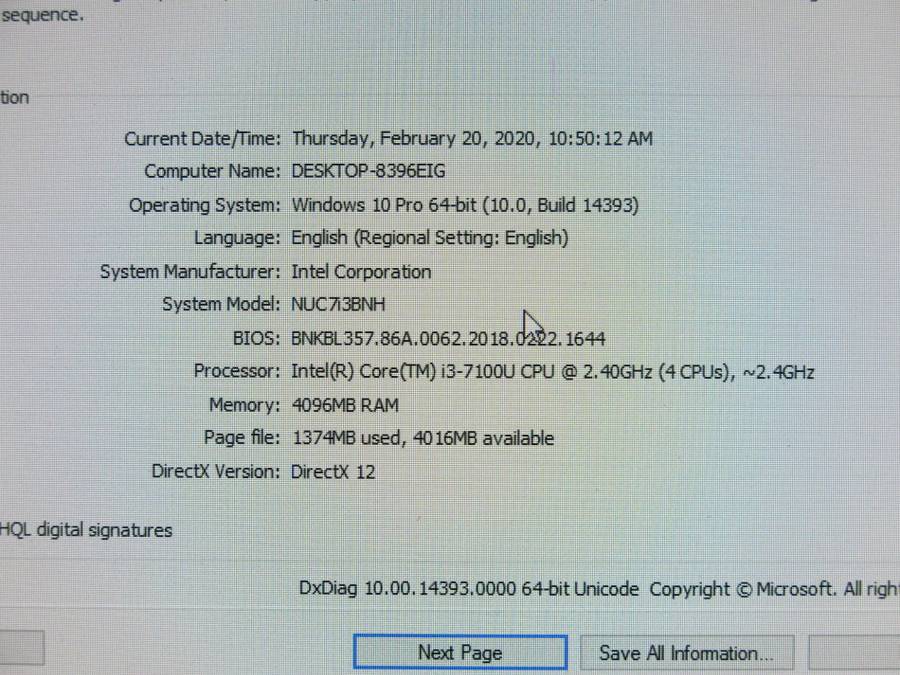 Intel NUC Mini-PC NUC7i3BNH | CORE i3 7100U 7th Gen 2.4GHz | 4GB RAM | 500GB HDD
