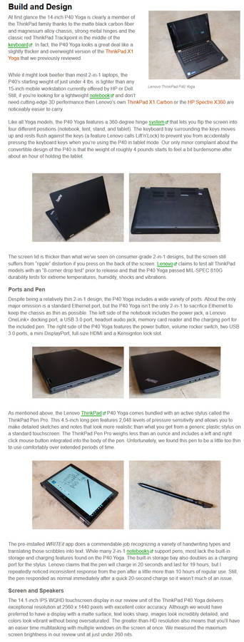 Lenovo ThinkPad P40 Yoga TouchScreen Mobile 2-in-1 Workstation Laptop