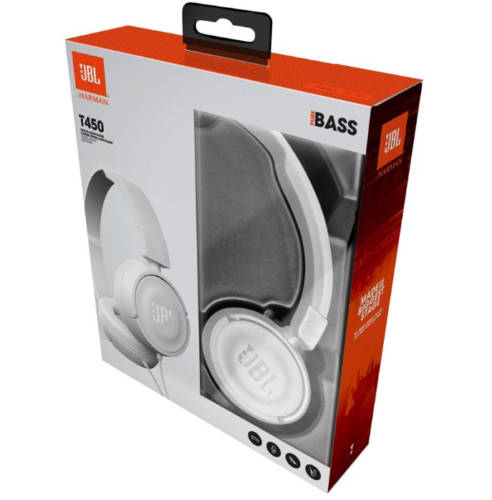 JBL Pure Bass Sound T450 Wired On-Ear Headphones [White]