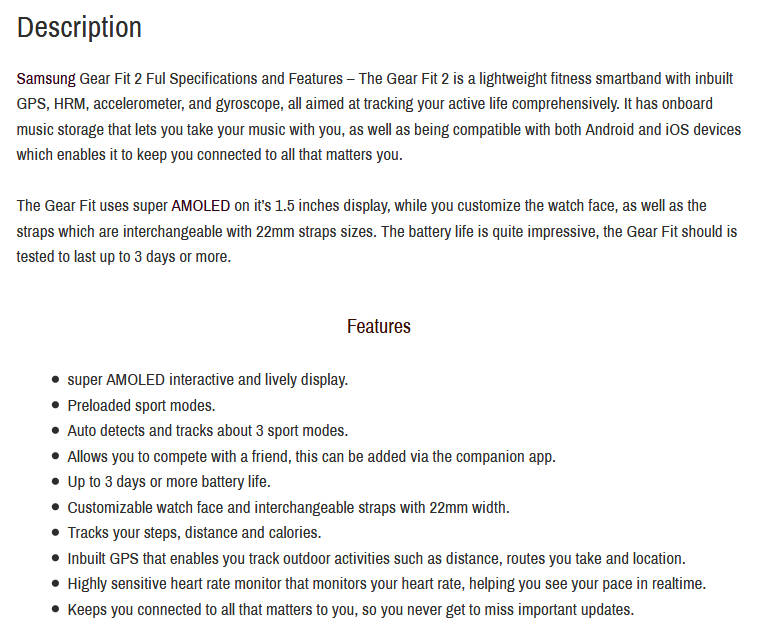 Samsung Gear Fit 2 Smart Watch SM-R360 - Blue - Large