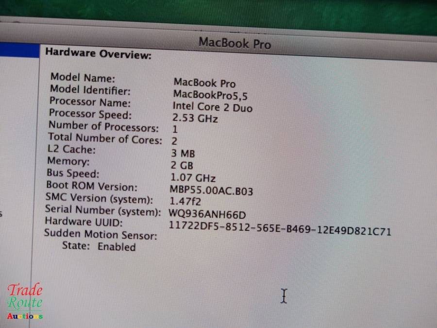 MacBook Pro 13.3-inch | Core 2 DUO | 2GB RAM | 320GB HDD | INTEL HD GRAPHICS