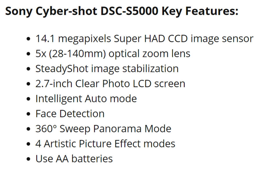 Sony Cyber-shot DSC-S5000 14.1MP Digital Camera with 2.7-inch LCD (Silver)