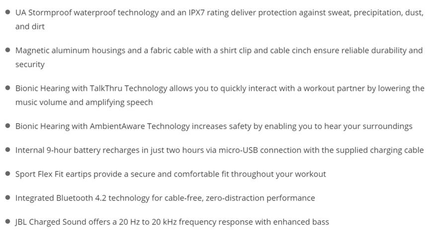 BRAND NEW JBL Under Armour Sport Wireless React Bluetooth/Waterproof IPX7  In-Ear Headphones (Black)