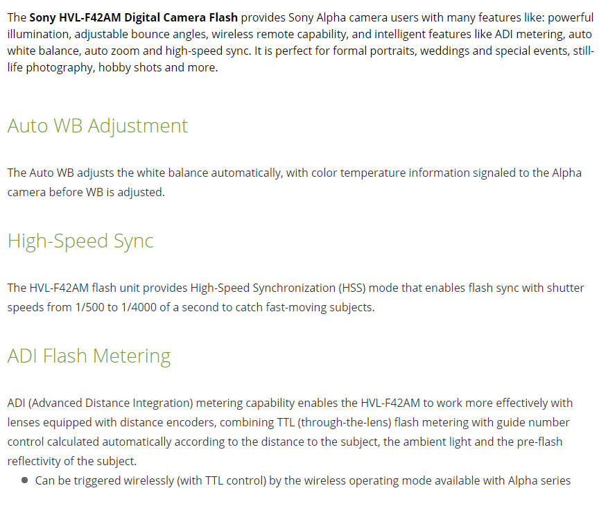 Sony HVL-F42AM Digital Camera Flash for Sony Alpha Series