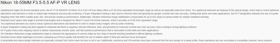 Nikon AF-P DX 18-55mm VR LENS - Newest Model