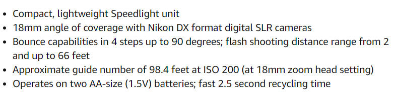 Nikon SB-400 AF Speedlight Flash for Nikon Digital SLR Cameras