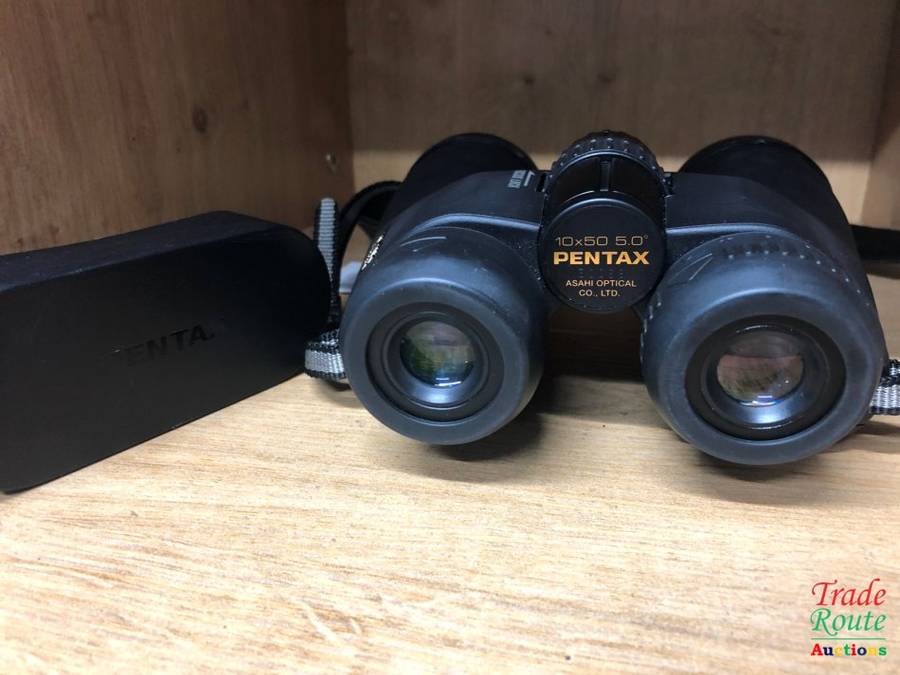 PENTAX 10X50 PCF V BINOCULARS - IN BOX WITH POUCH CASE