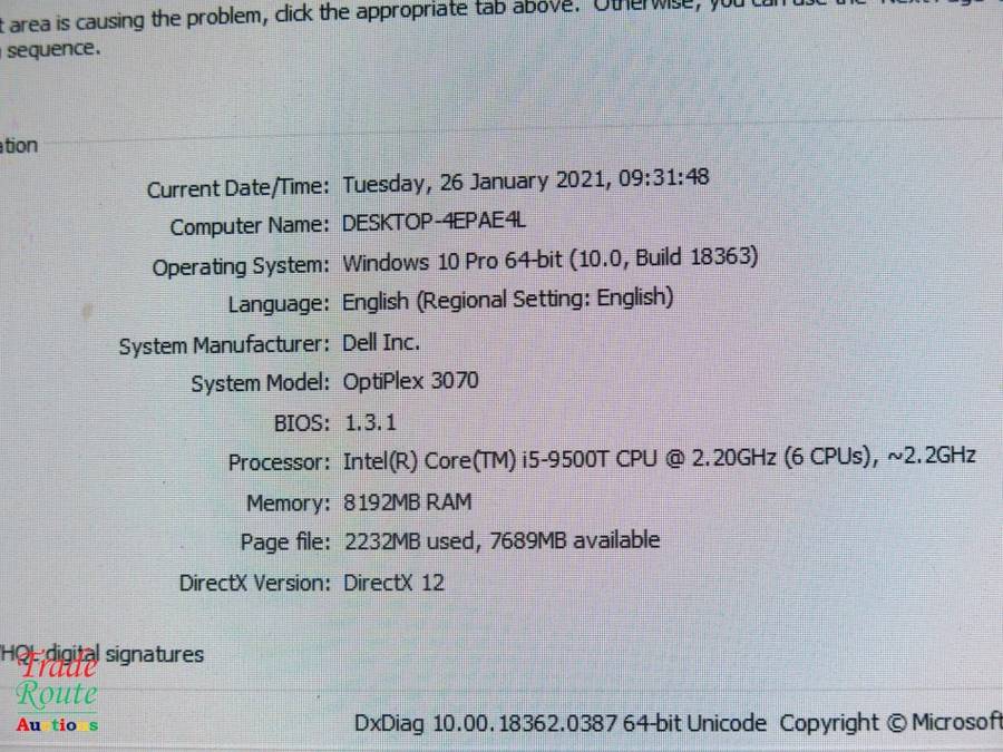 Dell OptiPlex 3070 MICRO TOWER Desktop PC | Core i5 9500T 9th Gen 2.2Ghz | 8GB RAM | 256GB SSD