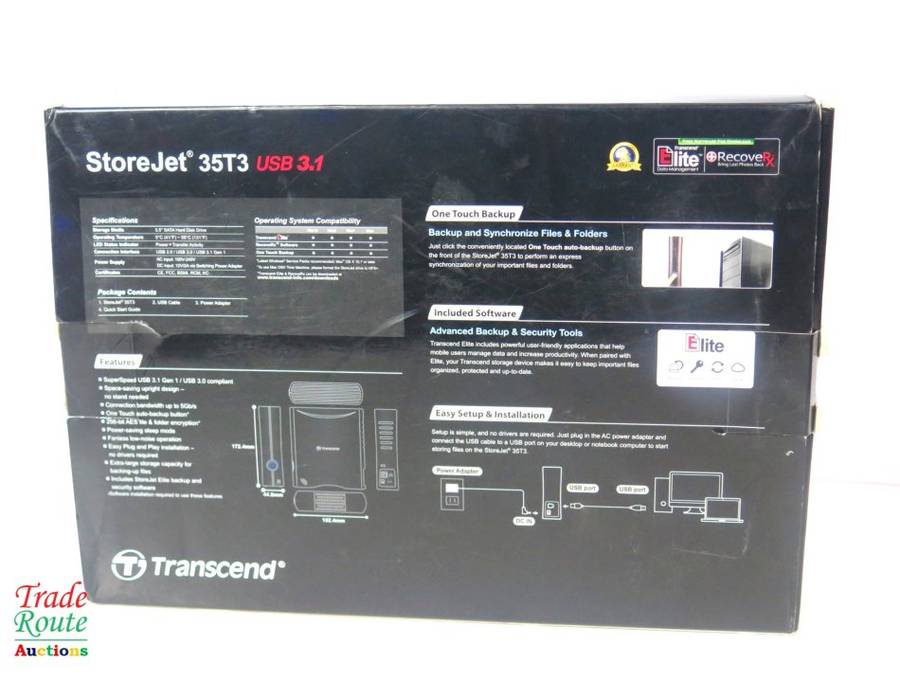 Transcend StoreJet 8TB HDD 3.5 inch External SATA HDD 35T3 - USB 3.1
