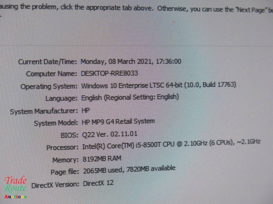 HP MP9 G4 Retail System Desktop Mini Computer | Core i3 8500T 8th Gen 2.1Ghz | 8GB RAM | 1TB HDD