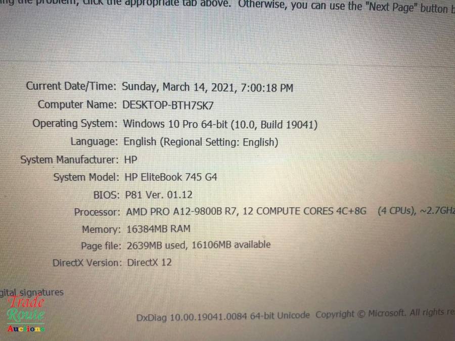 HP ELITEBOOK 745 G4 LAPTOP | AMD PRO A12-9800B R7 7th Gen 2.7GHz | 16GB RAM | 512GB SSD