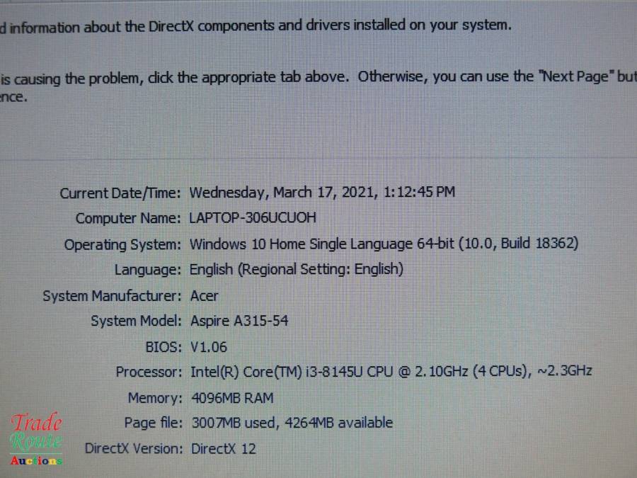 Acer Aspire 3 A315-54 15.6" Laptop | Core i3 8145U 8th Gen 2.1GHz | 4GB RAM | 1TB HDD