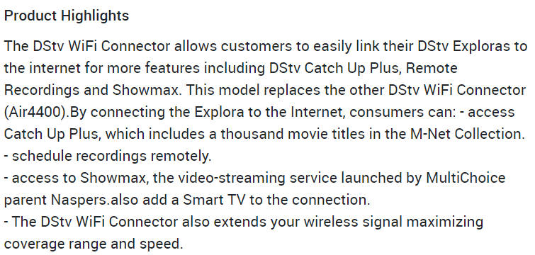 DSTV WIFI CONNECTOR - USB3000 - IN BOX
