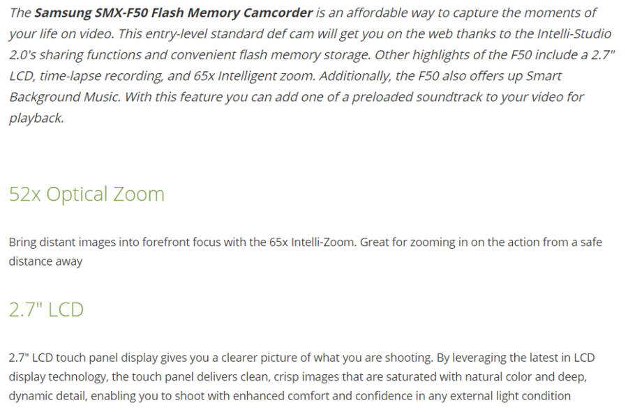 Samsung SMX-F50 Flash Memory Camcorder (Black)