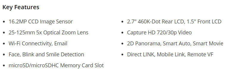 Samsung DV150F 16.2MP Smart WiFi Digital Camera with 5x Optical Zoom & 2.7" / 1.48" front LCD