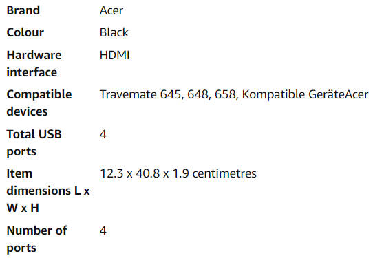 Acer Notebook docking station V4DAD