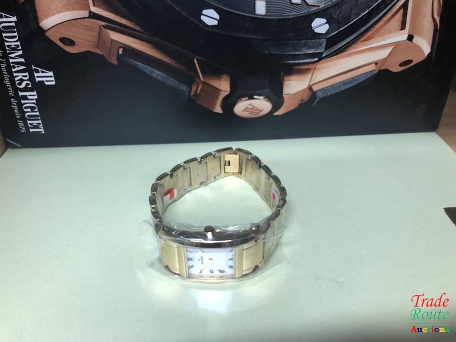BUREN Gold Plated Ladies Watch - Rectangular Dial / White Face / Roman Markers