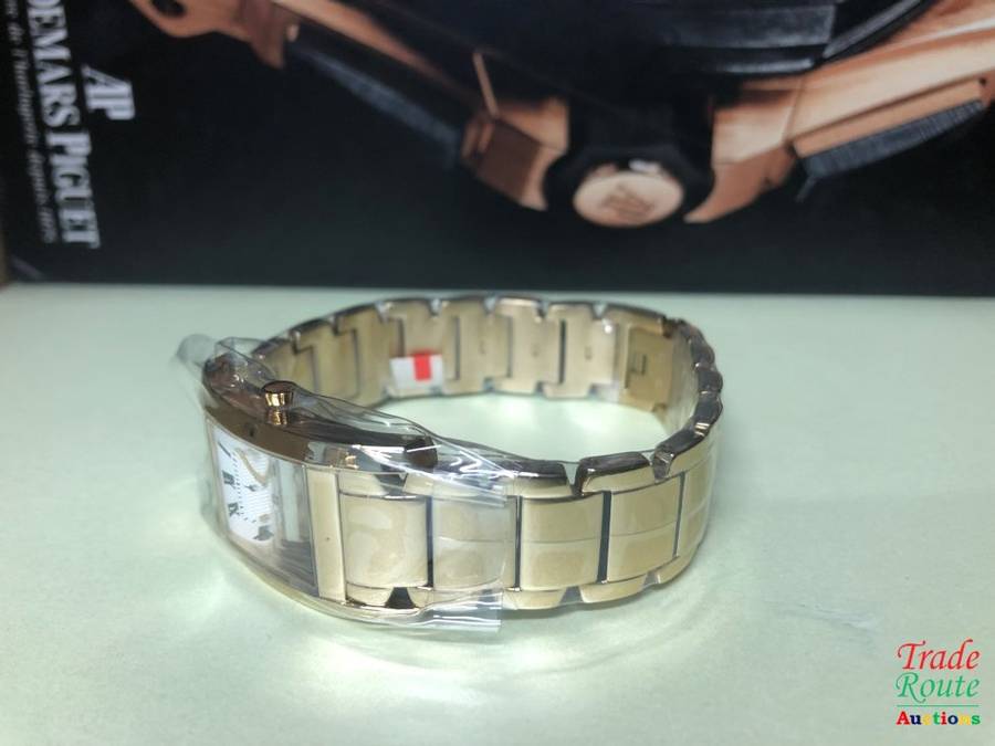 BUREN Gold Plated Ladies Watch - Rectangular Dial / White Face / Roman Markers