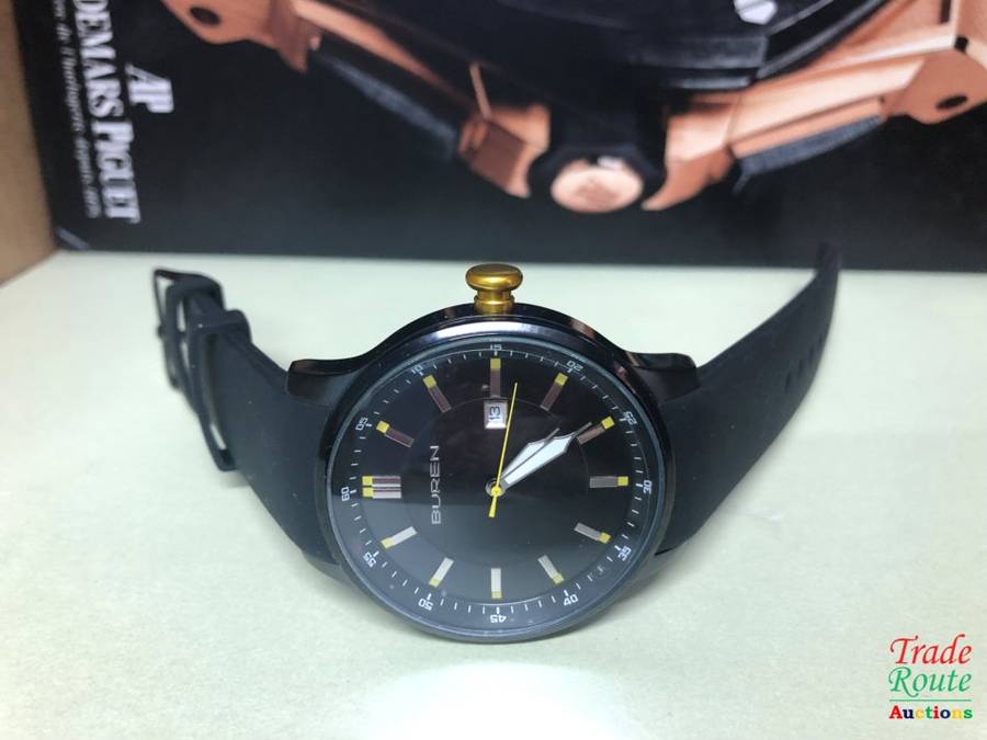 Buren Rubber Strap Men's Large dial 44mm Watch