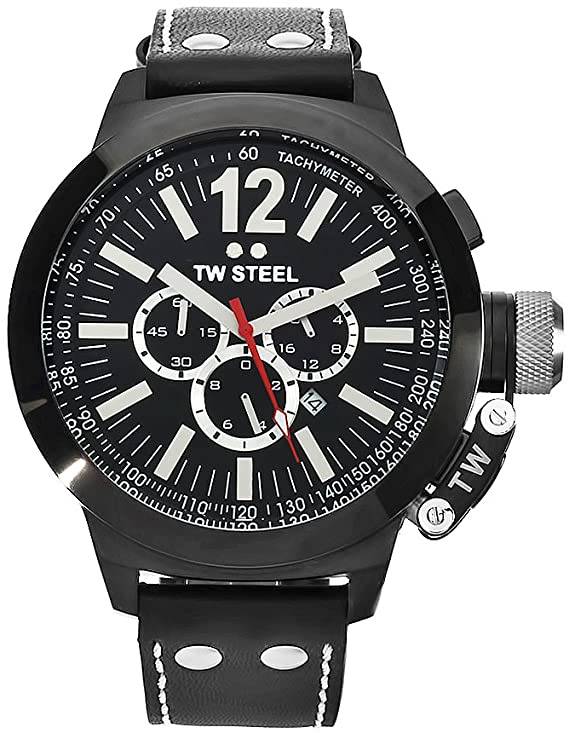 TW Steel Men`s CE1034 CEO Canteen Black Leather Chronograph Dial Watch