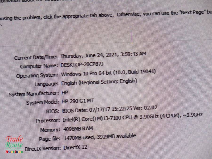 HP 290 G1 MT Desktop Computer | Core i3 7100 3.9Ghz | 4GB RAM | 500GB HDD