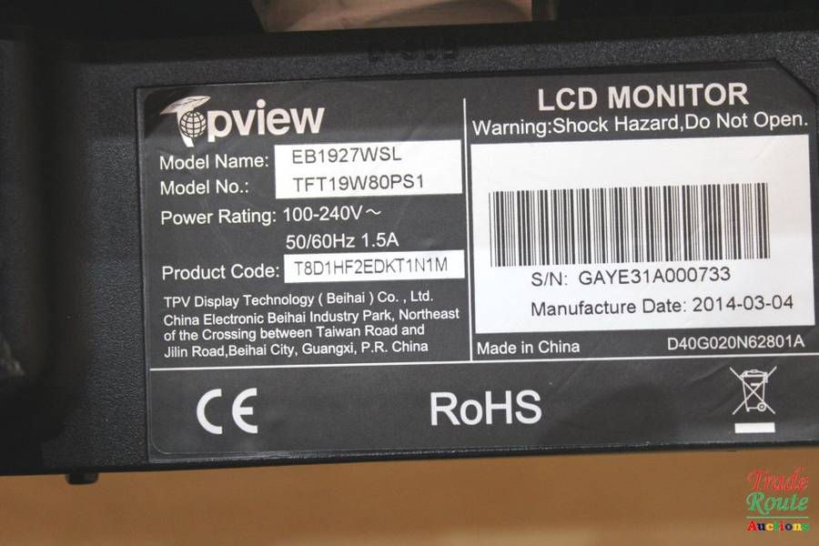 TOPVIEW EB1927WSL 18.5` LED Monitor 1366 x 768 Resolution - Computer Monitor