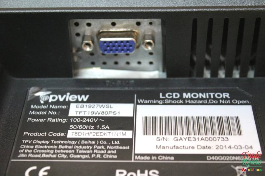TOPVIEW EB1927WSL 18.5` LED Monitor 1366 x 768 Resolution - Computer Monitor