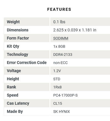 8GB DDR4 LAPTOP RAM - Sk Hynix 8GB DDR4 1RX8 DDR4-2133 HMA81GS6AFR8N-TF Laptop RAM Memory