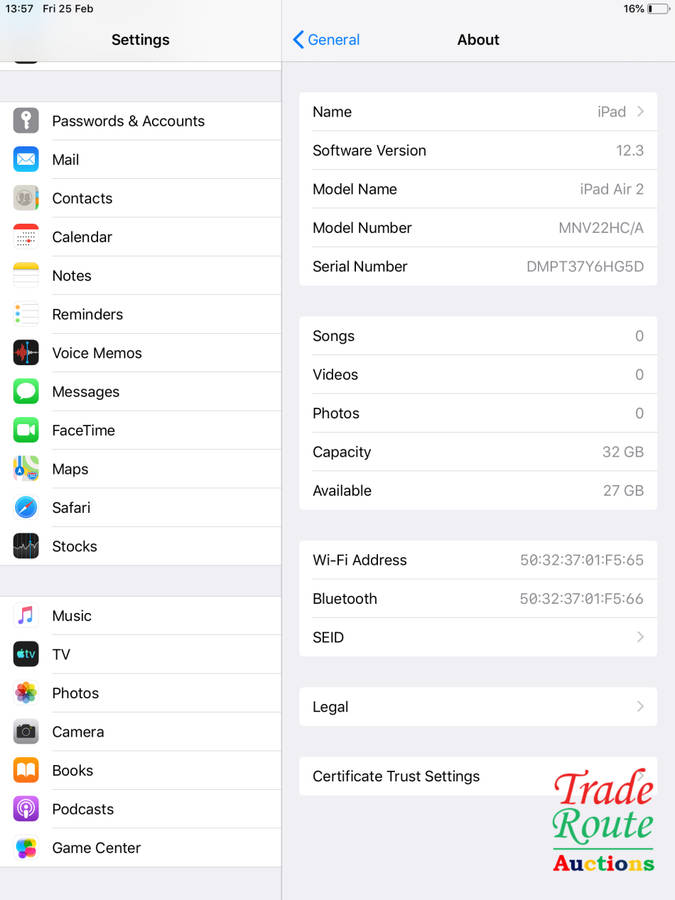 IPAD AIR 2 | MNV22HC/A | 32GB | WiFi | SPACE GREY  **  RETINA DISPLAY  **