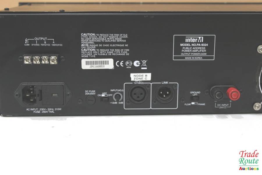 Inter-M PA-9324 Single Channel Heavy-Duty Public Address Power Amplifier Amp 240W