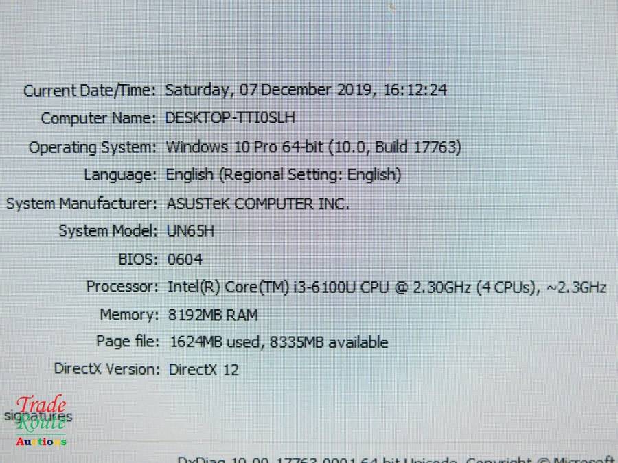 ASUS UN65H VivoMini Desktop Mini PC | CORE i3 6100U 6th Gen 2.3GHz | 8GB RAM | 500GB HDD