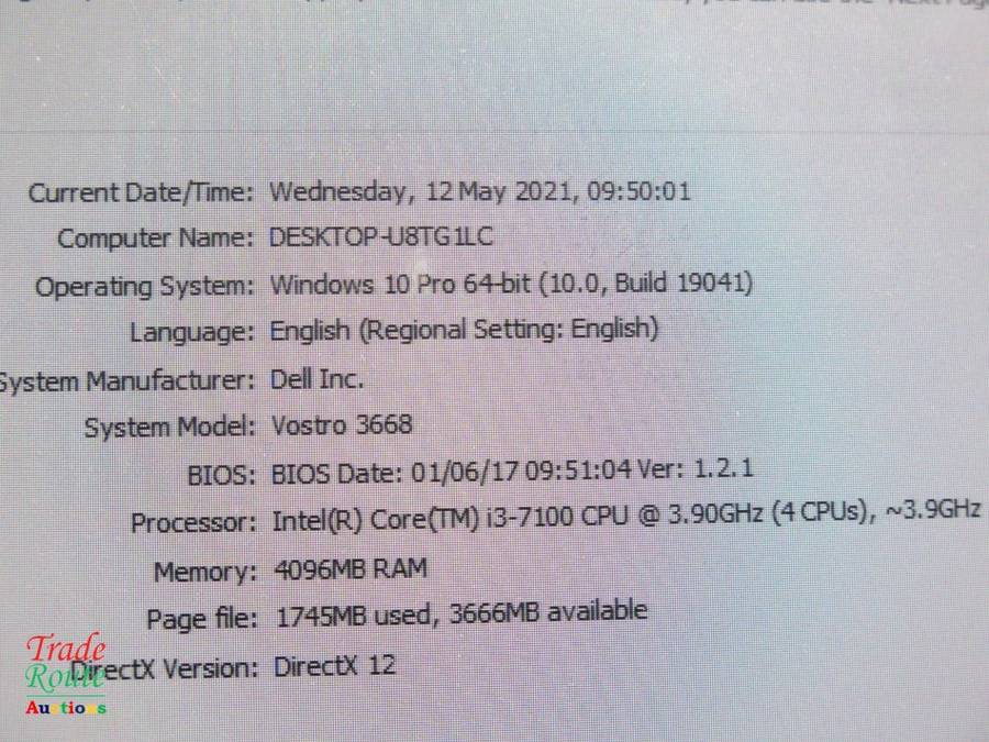 Dell Vostro 3668 Desktop PC | Core i3 7100 7th Gen 3.9Ghz | 4GB RAM | 500GB HDD DESKTOP PC