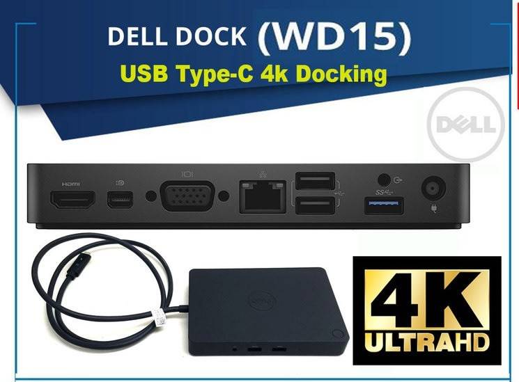 Dell business dock WD15 USB-C Docking Station K17A USB-C K17A001  - [Power Adapter Not Included]