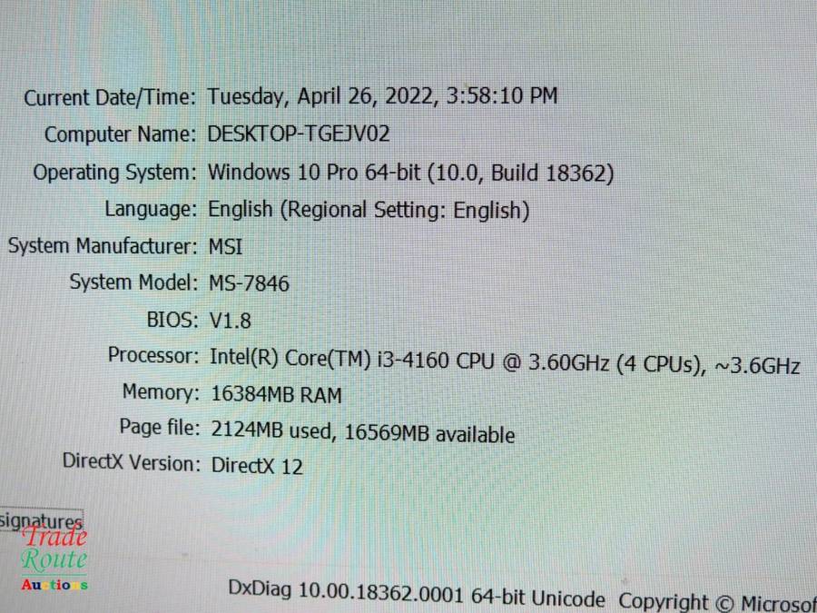 Micro-Star MSI MS-7846 Gaming PC | Core i3 3.6Ghz 16GB RAM 500GB HDD