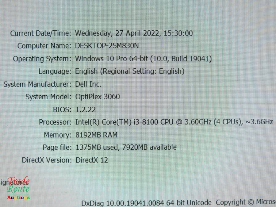Dell OptiPlex 3060 MT (Mini Tower) Desktop PC | Core i3 8100 8th Gen 3.6Ghz | 8GB RAM | 1TB HDD