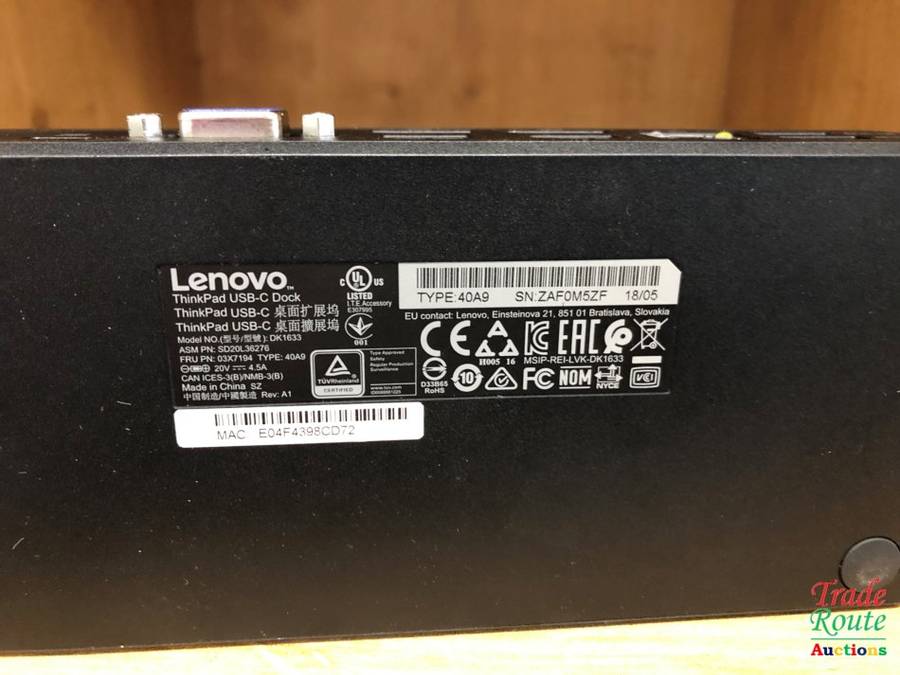 ThinkPad USB-C Dock - Lenovo 40A9 Thinkpad docking station  E580, E480, E470, L580, L480, L470, L380