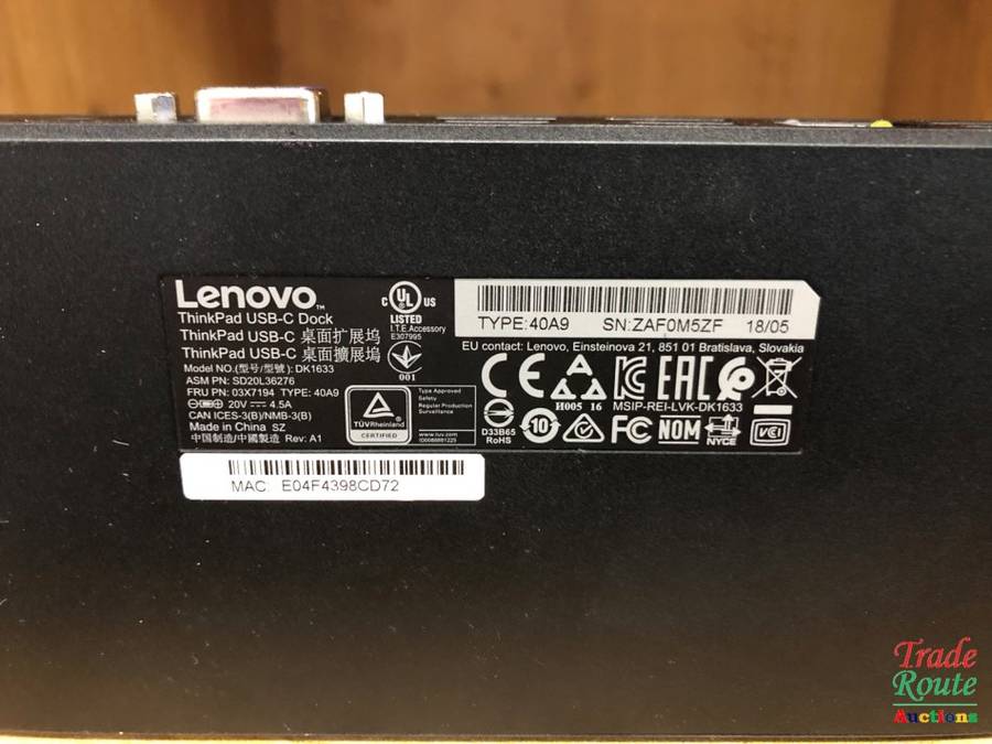ThinkPad USB-C Dock - Lenovo 40A9 Thinkpad docking station  E580, E480, E470, L580, L480, L470, L380