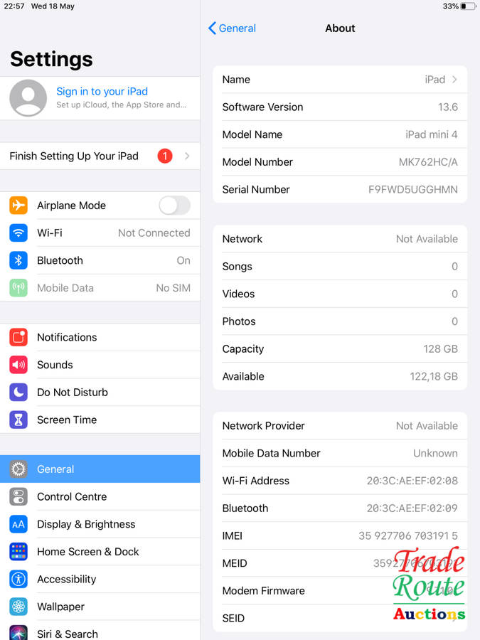 Apple iPad Mini 4 128GB  A1550 - MK762HC/A