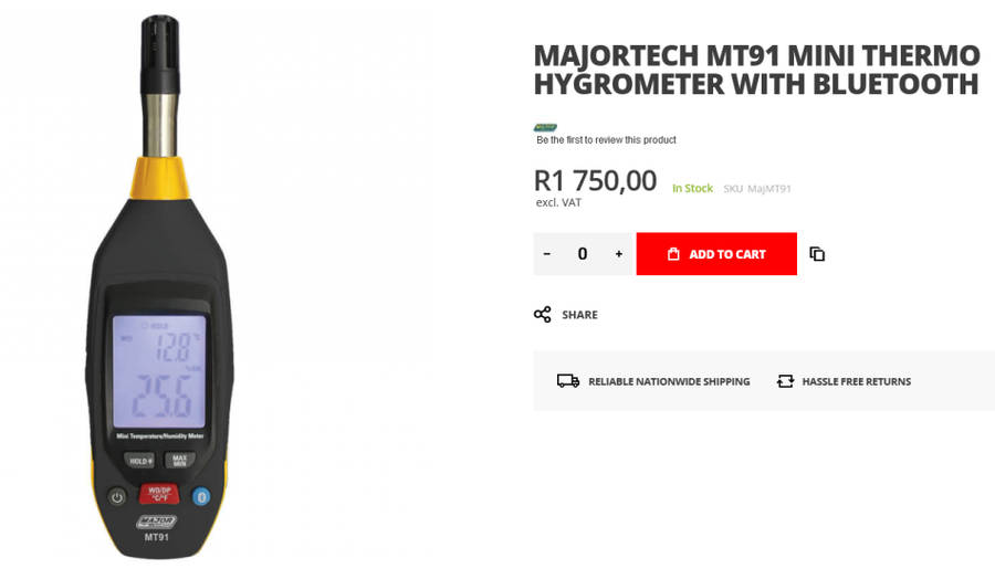 MajorTech MT91 mini thermo hygrometer with bluetooth
