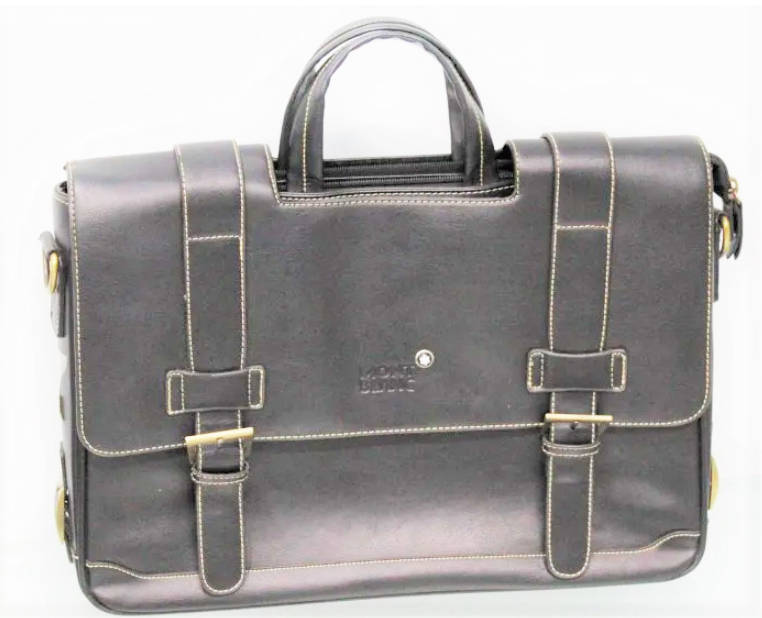 Montblanc Black Leather Briefcase/Document Case Laptop Bag for Gentleman [ MONT BLANC ]