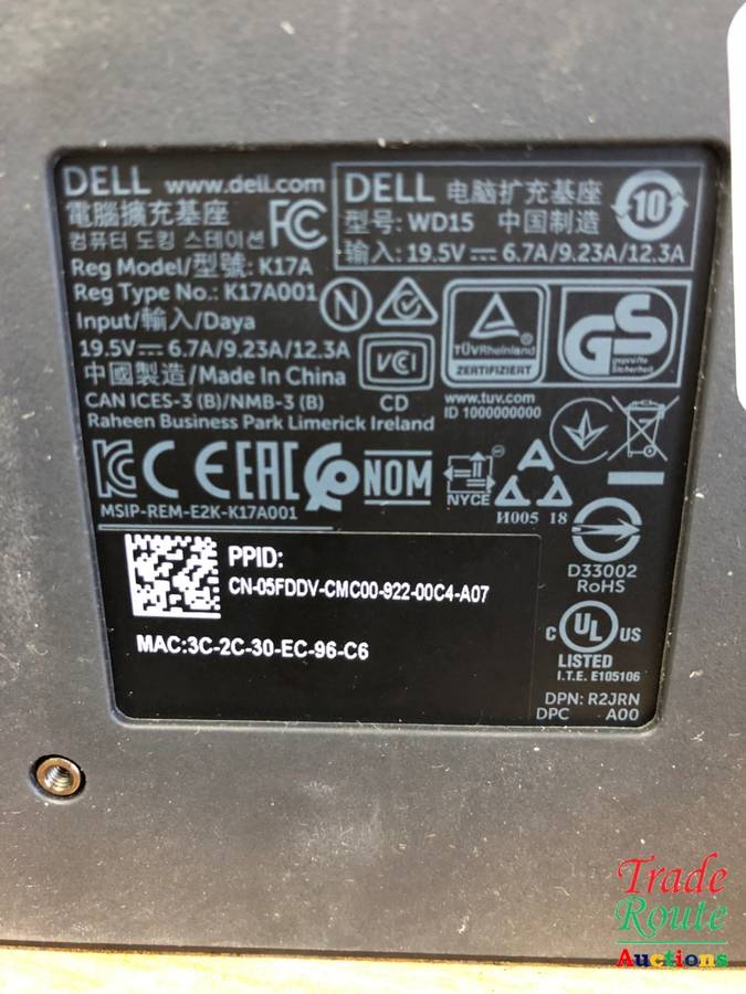 Docking Station plus 90W POWER ADAPTER - DELL WD15 4K Business Docking Station K17A USB-C K17A001