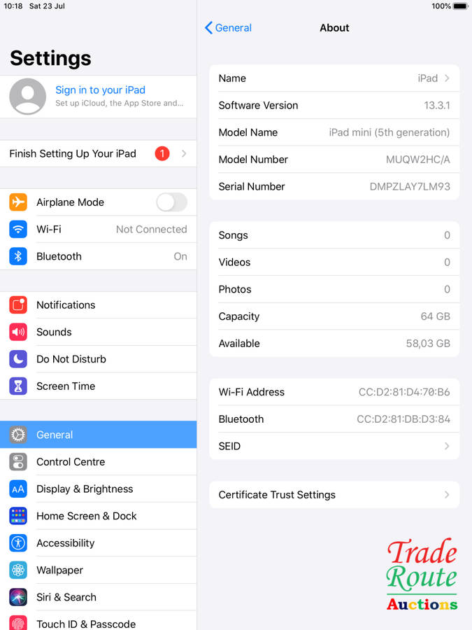 IPAD MINI 5 | 64GB | WiFi | SPACE GREY | MUQW2HC/A | A2133 | APPLE | 7.9 inch Tablet