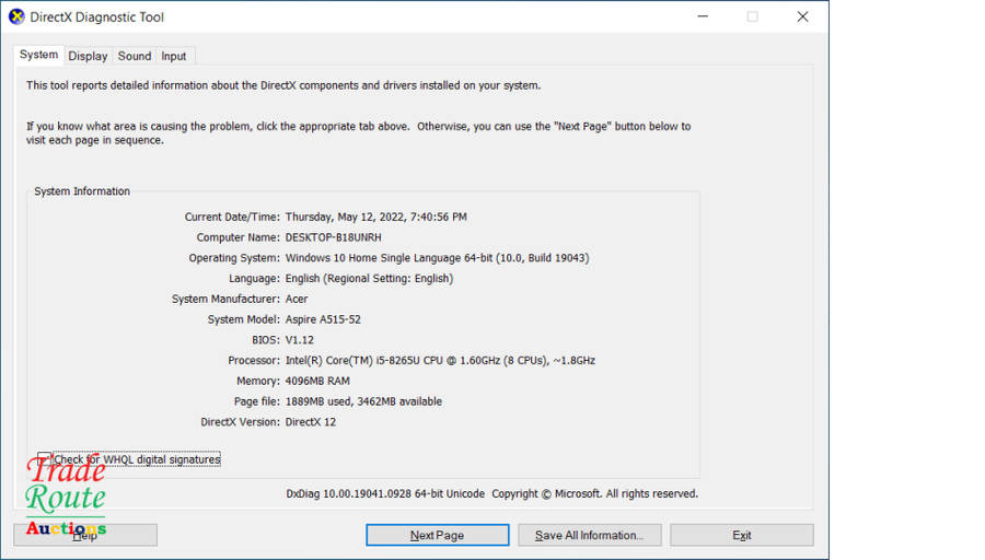 READ PLZ Acer Aspire 5 A515-52 15.6inch Laptop | CORE i5 8265U 8th Gen 1.6GHZ | 4GB RAM | 256GB SSD