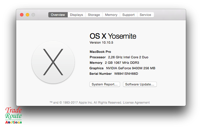 MacBook Pro 13.3-inch | Core 2 DUO 2.26GHz | 2GB RAM | 160GB HDD | NVidia GeForce Graphics