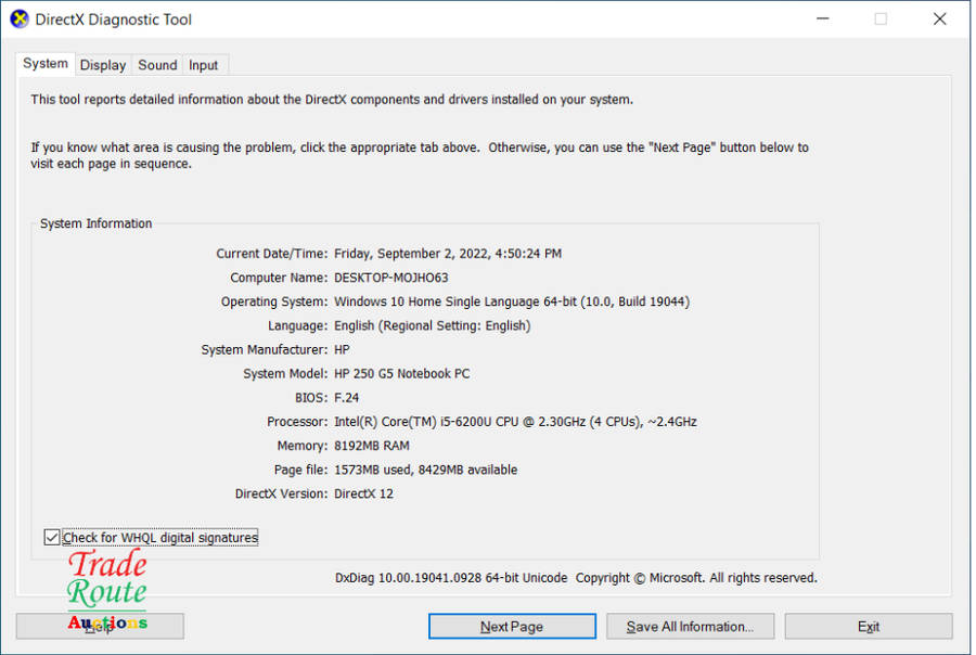 HP 250 G5 Notebook 15.6 Inch | CORE i5 6200U 6th Gen 2.3GHZ | 8GB RAM | 500GB HDD