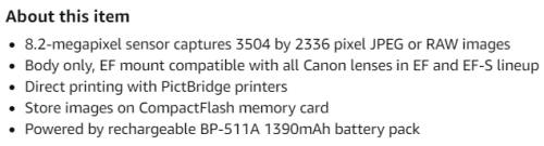 Canon EOS 20D DSLR Camera (Body Only) - Digital Camera