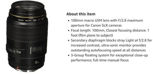 Canon EF 100mm f/2.8 USM Macro Lens