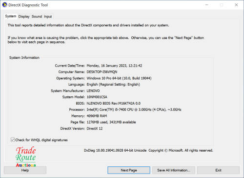 LENOVO V520S Tower Desktop PC Computer |  CORE i5 7400 7th Gen 3.0GHz | 4GB RAM |  1TB HDD