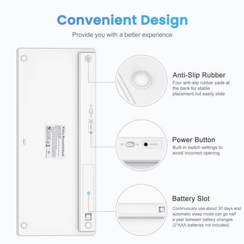 Ultra-thin Wireless Bluetooth Keyboard for iPad, Samsung, Huawei, Xiaomi, Tablet PCs or Smartphones