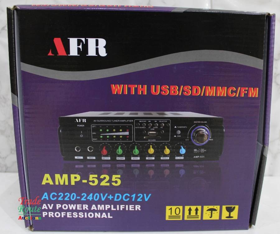 AFR Digital Audio Amplifier AMP-525 FM RADIO - USB - SD CARD - 12V DC / 220V AC